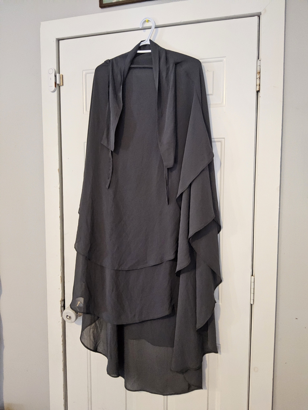 Ayada Layered Chiffon Khimar in Charcoal Gray